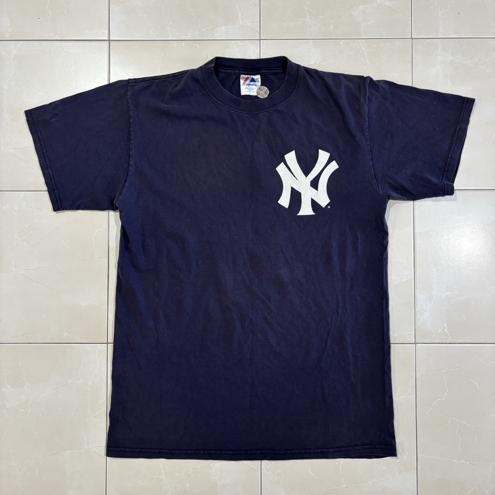 Vintage Y2K Majestic New York Yankees Derek Jeter #2 Jersey T Shirt Size Large